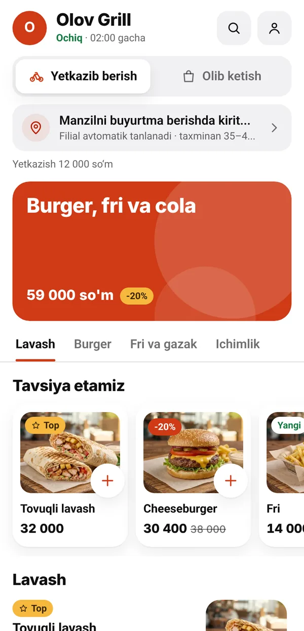 Restoran menyusi: yetkazib berish yoki olib ketish, tavsiya etilgan taomlar va bo‘limlar